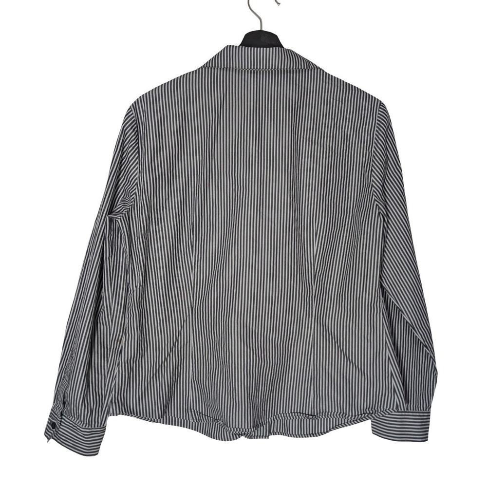 Lafayette 148 New York Striped‎ Button Front Shirt Women's 12 Cotton - Picture 2 of 7
